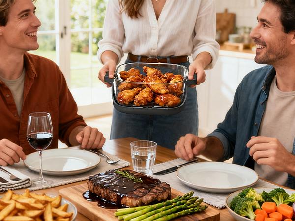 4-in-1 Portable Glass Air Fryer - 1500W, 4.2QT & 1.6QT Dual Glass Containers with Lids, Non-Toxic, 400°F Precise Heat, Max Crisp | Bake | Air Fry | Recrisp, Microwave, Freezer & Dishwasher Safe 4-in-1 Portable Glass Air Fryer - 1500W, 4.2QT & 1.6QT Dual Glass Containers with Lids, Non-Toxic, 400°F Precise Heat, Max Crisp | Bake | Air Fry | Recrisp, Microwave, Freezer & Dishwasher Safe