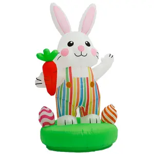 6.3 ft Tall Easter Bunny Inflatable Garden Decoration (with LED Lights) — Giant Carrot and Easter Egg Design, Perfect for Easter Egg Hunts and Family Parties