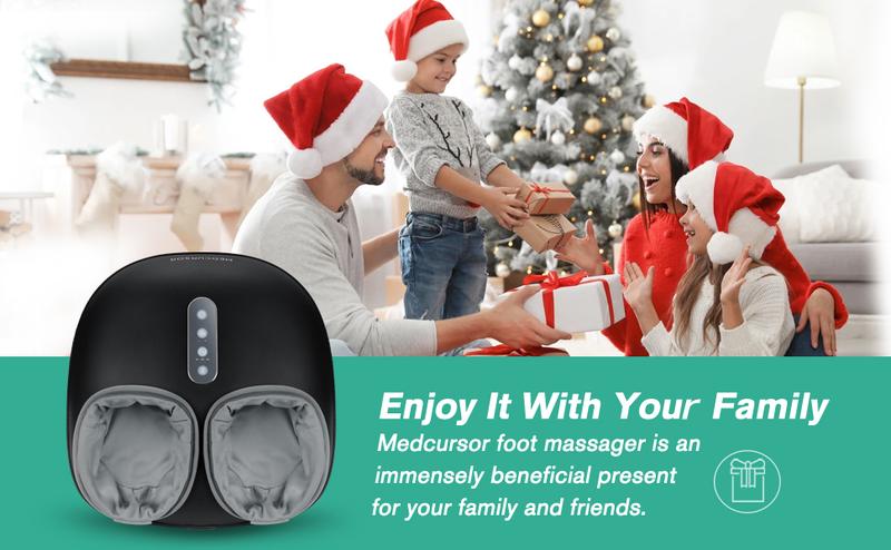 Medcursor Foot Massager with Heat - 3D Full Wrap Massage for Tired Muscles & Plantar Comfort - Portable Quiet Design with Removable Zippered Foot Sleeve - Ideal Gift for Relaxing Therapy