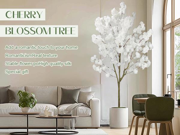 Artificial Cherry Blossom Tree 6FT 7FT 8FT – Tall Faux Sakura Tree with Silk Flowers – Indoor Outdoor Decorative Tree for Home Office Wedding Party Decor, Housewarming & Holiday Gift Artificial Cherry Blossom Tree 6FT 7FT 8FT – Tall Faux Sakura Tree with Silk Flowers – Indoor Outdoor Decorative Tree for Home Office Wedding Party Decor, Housewarming & Holiday Gift