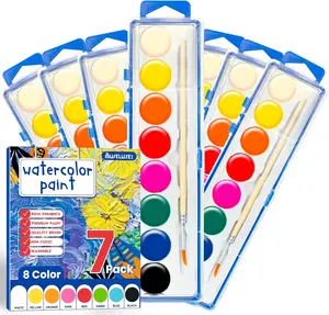 7 Pack Watercolor Paint Set for Kids - 8 Washable,Bright Colors with Paintbrush Watercolor Paint Bulk for Kids Party Favors,Classrooms Supplies,Art Lessons