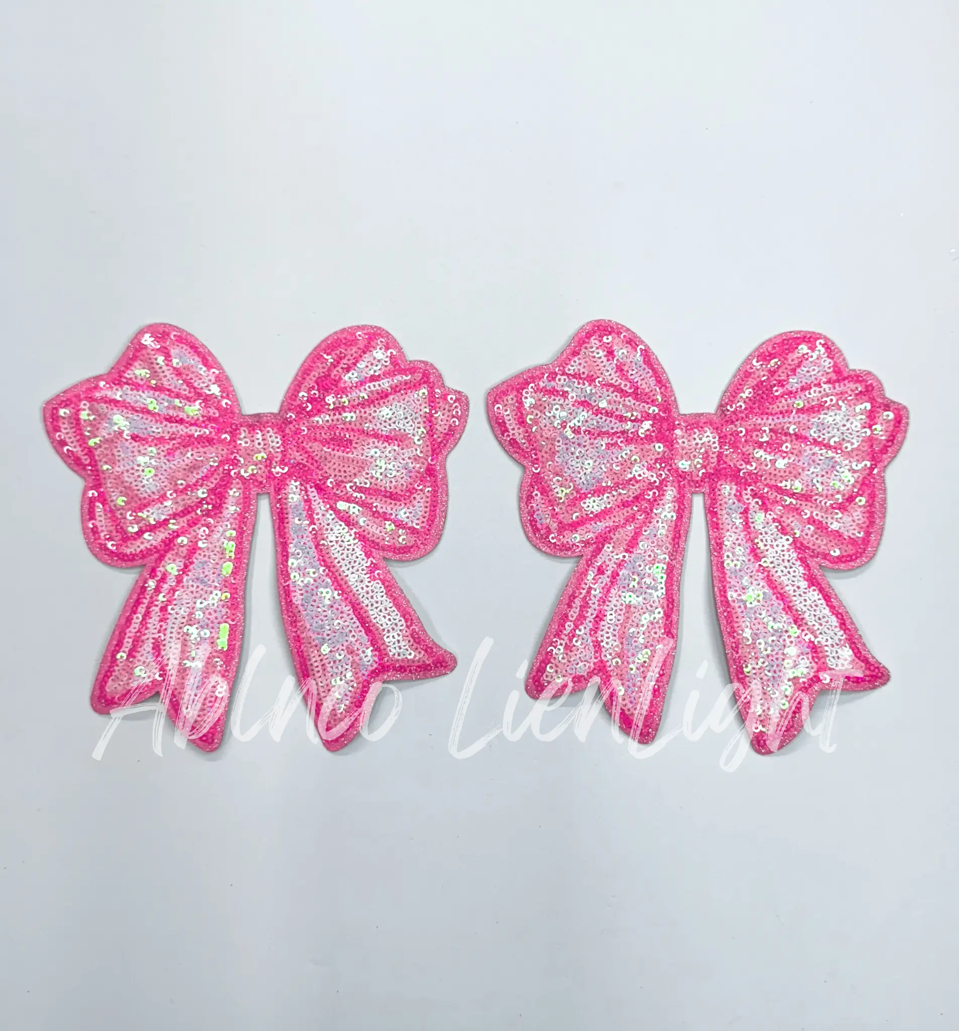 Pink Side Bows Sequin Patch