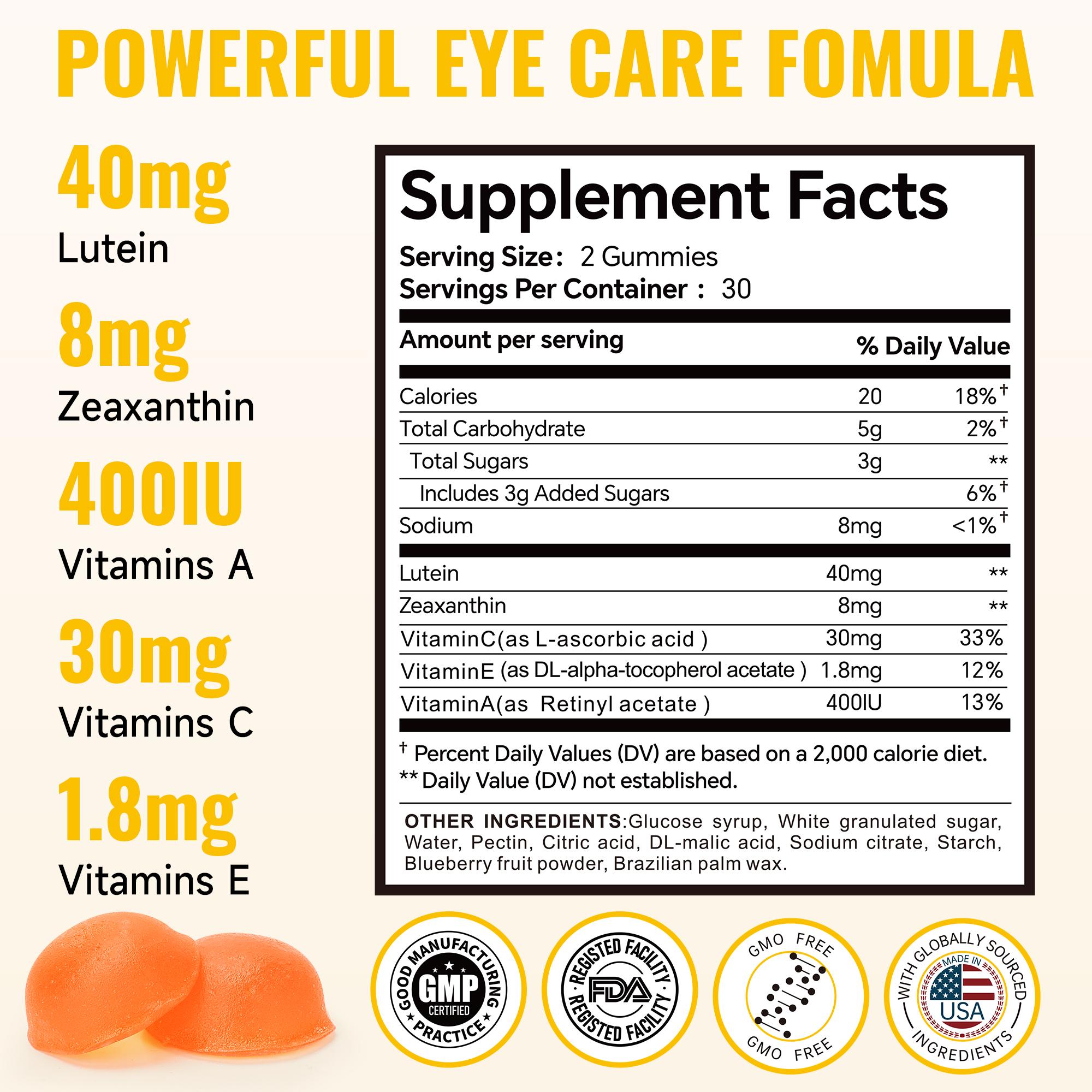 Swiyie Lutein & Zeaxanthin Gummies – Eye Health Supplement with Astaxanthin, Vitamin A C E – Blue Light Defense, Vision Support, Berry Flavor – 60 Gummies Healthcare Dietary