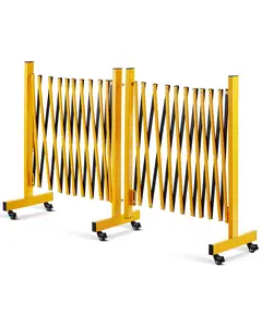 GARVEE 23 FT Expandable Metal Barricade Gate with Wheels, 360° Folding Portable Security Barrier, Retractable Traffic Fence for Road Construction, Garage, Outdoor Use