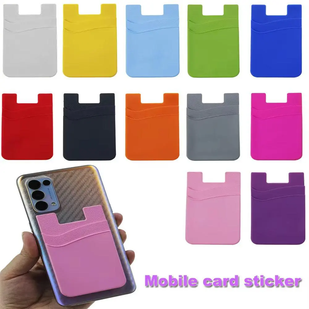 1pc Silicone Mobile Phone Back Card Holder Wallet Stick On Adhesive Cash ID Soft Adhesive Phone Card Holder Mobile Accessories