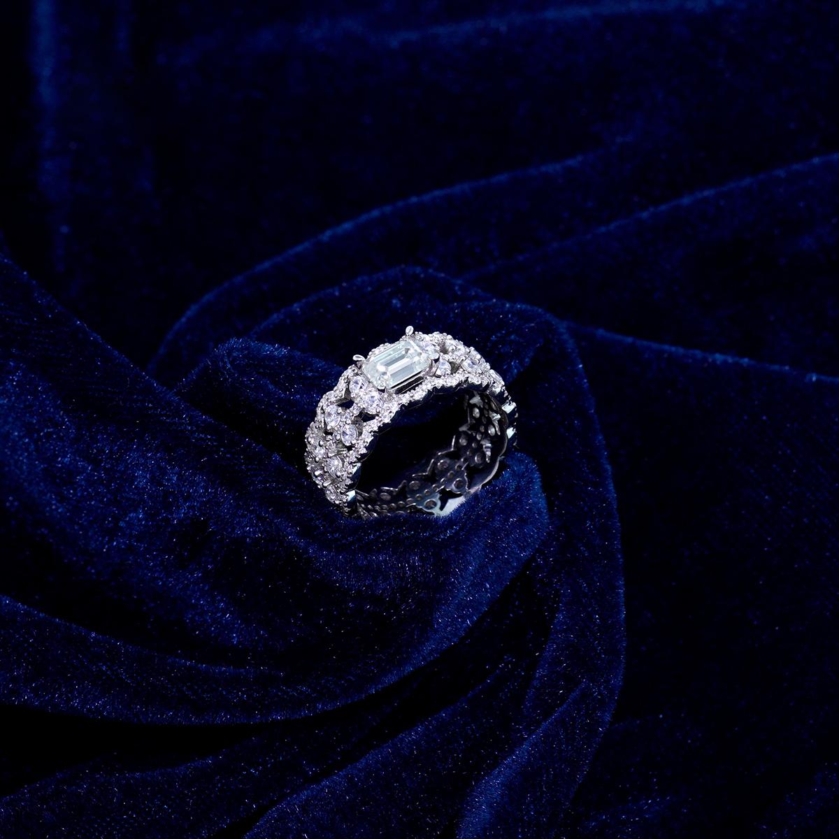 Delzzad 1ct Octagon Luxury Ring Synthetic Moissanite Ring Band In 925 Sterling Silver Birthday Anniversary Mother's Day Christmas Gifts for Men Women