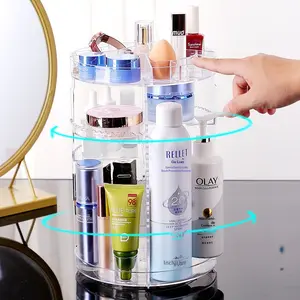 360° Rotating Makeup Organizer – Clear Cosmetic Storage Rack for Lipsticks, Skincare & Beauty Tools