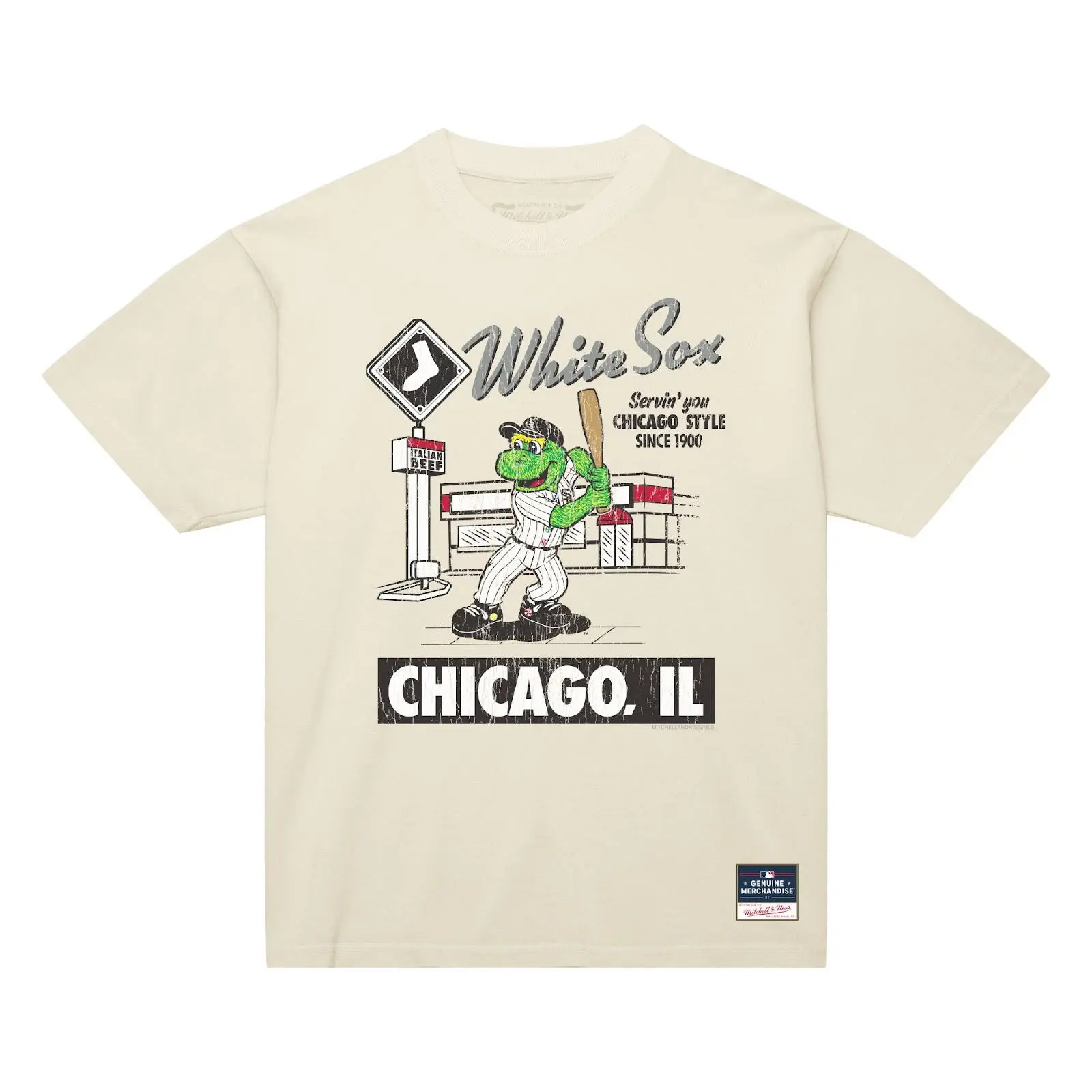 Chicago White Sox Cream Deli Arch T-Shirt MLB Throwback Tee Graphic Vintage Fan Gear Mitchell & Ness