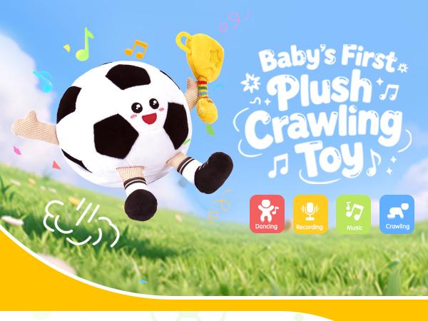 Hahaland Musical Interactive Dancing Crab/Bee Plush Toy - 48 Songs & Recording Feature - Walking Moving Bouncing Crawling Toddler Toy 1-3 Baby Toy 0-3-6-12-18 Months Birthday Christmas Valentine's Day Gifts for Kids