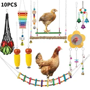 Random Color Chicken Swing & Feeder Net, 10pcs/set Outdoor Chicken Swing & Feeder Net Bird Grinding Teeth Toy, Farm Animal & Poultry Supplies