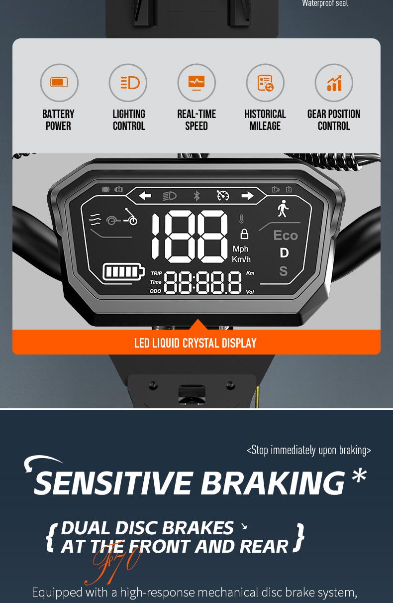 Electric Scooter with 50km/h Speed 2500W Power 10-inch Pneumatic Tires LED Screen Dual Suspension 340lbs Load Capacity for Adults Pro Trick Scooter for Beginners and Teens Ebike Controller SpringStatements