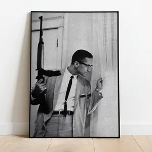 Black and White Malcolm X Poster, Motivational Wall Art, Inspirational Civil Rights Decor (No Frame)