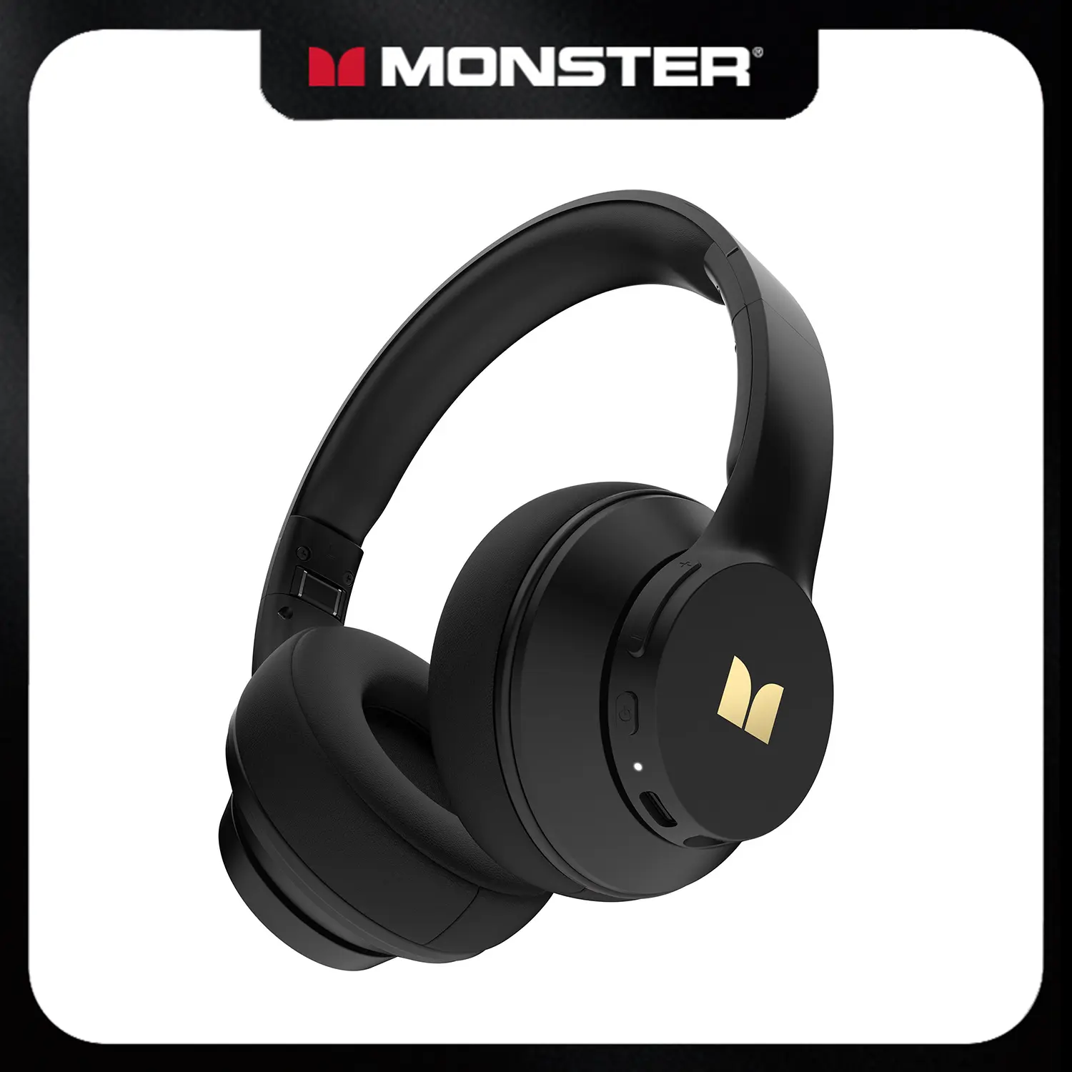 Monster Mission 100 Over Ear Bluetooth Headphones with Deep Bass, Clear Sound & Noise Cancelling Mic, Wireless Headset Bluetooth 5.4, 40H Playtime, Comfortable Foldable Earphones for Travel, Work, PC, Phone (Black)- TikTokShopBackToSchool