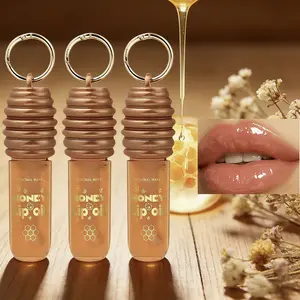 Professional Hydrating Honey Lip Oil, Portable Keychain Design, Silky Smooth Lip Gloss