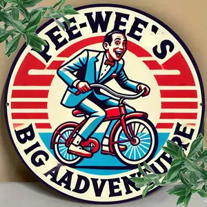 Vintage Metallic Aluminum Tin Decorative Sign - 8x8 Inch Round Pipiru Adventure Wall Art, Durable Novelty Gift for Home, Kitchen, Garden