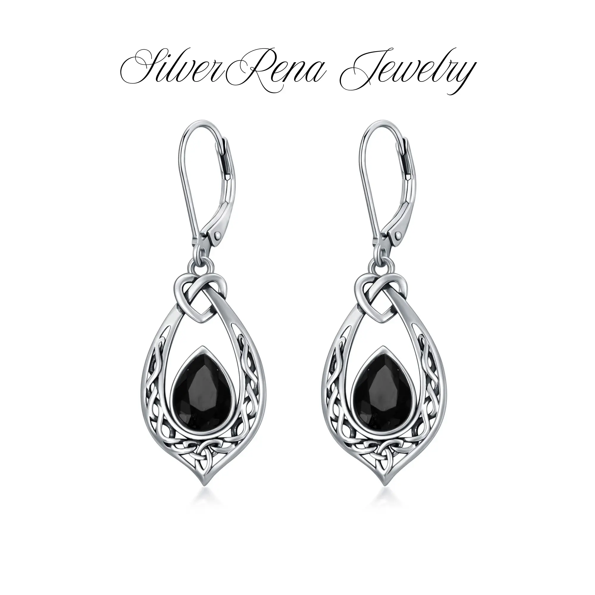 S925 Silver Teardrop Earrings, Elegant Synthetic Obsidian Vintage-Casual Women's Ear Jewelry, Black Onyx Crystal Dangles, Ideal Gift for Daily Wear or Party Occasions, High Quality Earrings, Girl, Birthday, Female, Daily Wear And Party