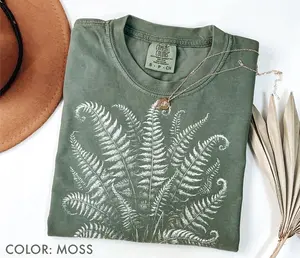 Comfort Colors Forest Fern Shirt , Vintage Linocut Fern Leaves Shirt, Dark Academia Shirt, Botanical Shirt, Cottagecore Nature Aesthetic Tee