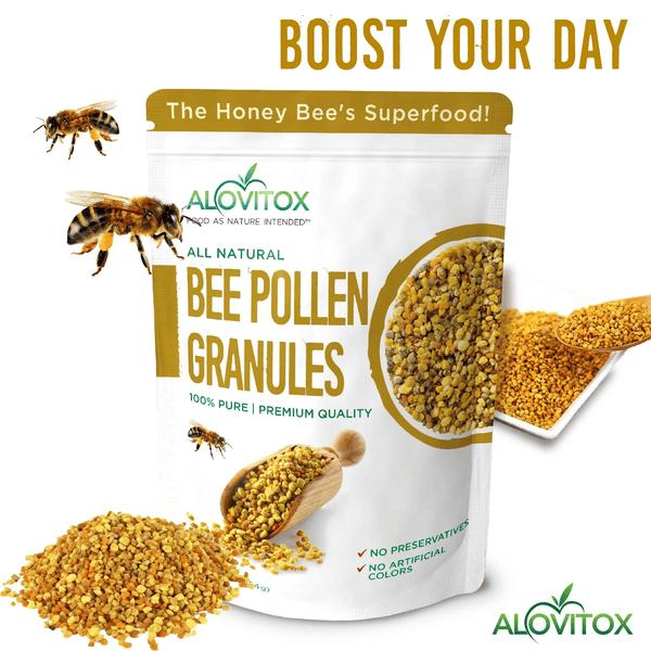 ALOVITOX: Organic Bee Pollen Granules I Superfood Mix for Beverage, Salad, Yogurt I with Antioxidants, Protein & Vitamins – Organic Vegan Gluten-Free