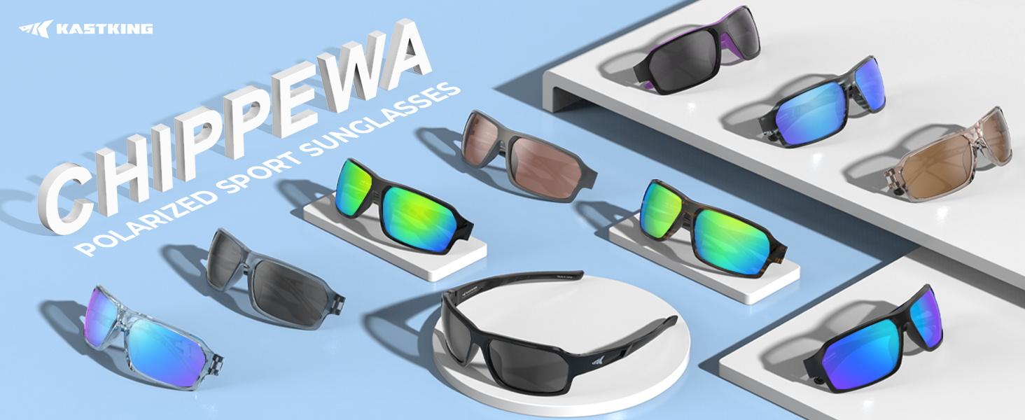 KastKing Chippewa Polarized Fishing Sunglasses UV400 Protection Full Wrap Frame Sports Cycling Sunglasses 1.0mm TAC Lenses Impact Resistant Oleophobic Coating