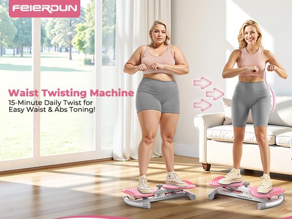 FEIERDUN Waist Twister Machine – Silent & Non-Slip Ab Board for Core Strength & Tighten Waist – Home Gym Aerobic Exercise Equipment for Women, Supports 330 lbs