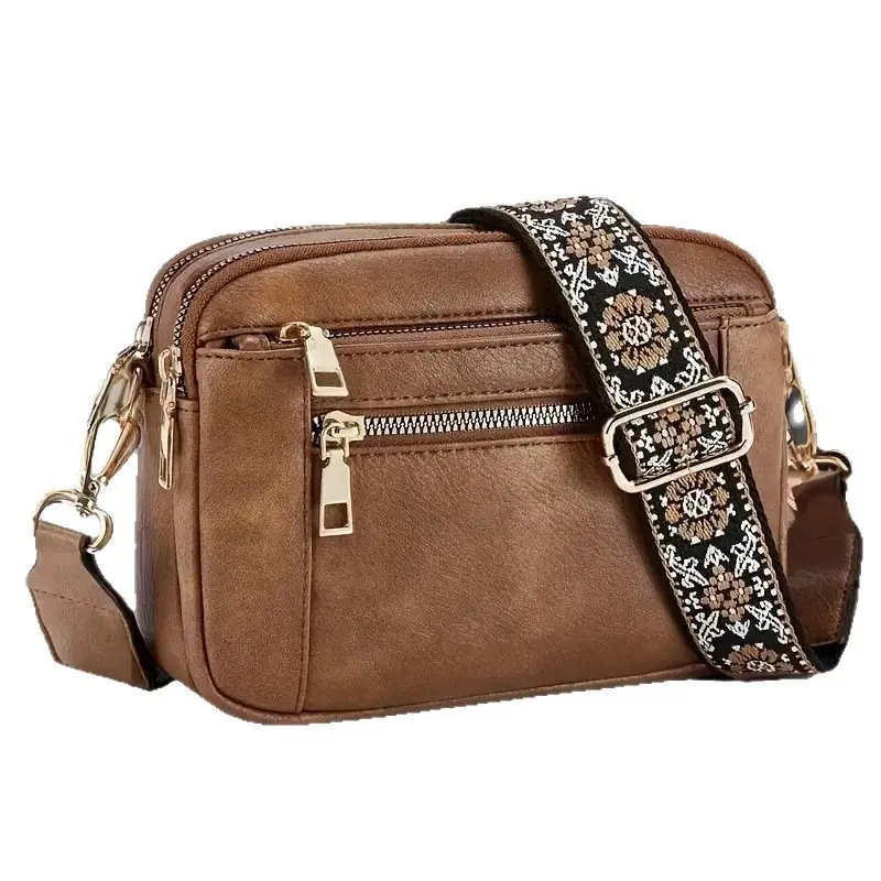 Bohemian Crossbody Purse for Women, Small Boho Style Crossbody Bags Trendy Vegan PU Leather with Adjustable Shoulder Strap, Women's Shoulder Bag, Handbag, Vintage Design, Lightweight & Spacious, Perfect for Daily Use