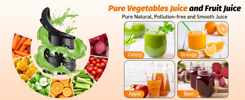 Cold Press Juicer,medium-Sized Slow Masticating Machine with 5.3" Large Bore Feed Chute for Whole Fruits&Vegetables,350W Juice Extractor,Easy to Clean #TikTokShopBlackFriday