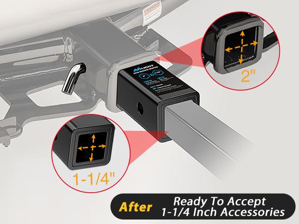 Nilight Trailer Hitch Receiver Adapter Reducer Sleeve 2 to 1-1/4 Inch with 5/8" Hitch Pin and Clip Hitches Towing Accessories for Tractor Bucket RV UTV Truck Bike Rack Cargo Carriers Carbon Steel