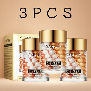 3 PCS Sadoer Caviar Essence  Cream 60g - Moisturizing & Hydrating  Care for Women, Korean Skincare, Holiday & Summer Beauty Supplies, Tightening & Lifting  Gel Lotion reusable eye patches