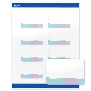 Avery Printable Rectangle Product Labels, 2" x 3", Glossy White, Pre-printed Iridescent Watercolors Design, Sure Feed Technology, Laser & Inkjet Compatible, 160 Total