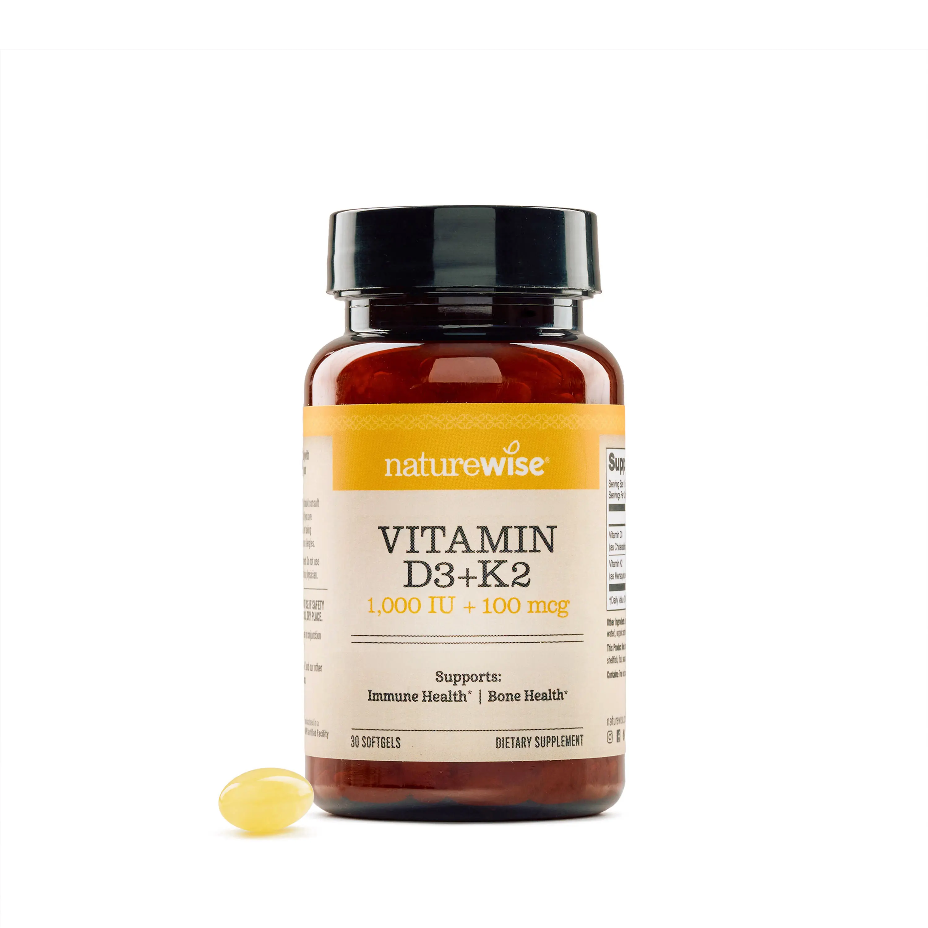 NatureWise Vitamin D3 + K2 (MK7) 100mcg with Organic Extra Virgin Coconut Oil - Mini Softgels - Supports Calcium Absorption, Bone & Immune Health - Non-GMO, Soy & Gluten-Free - USA Manufactured