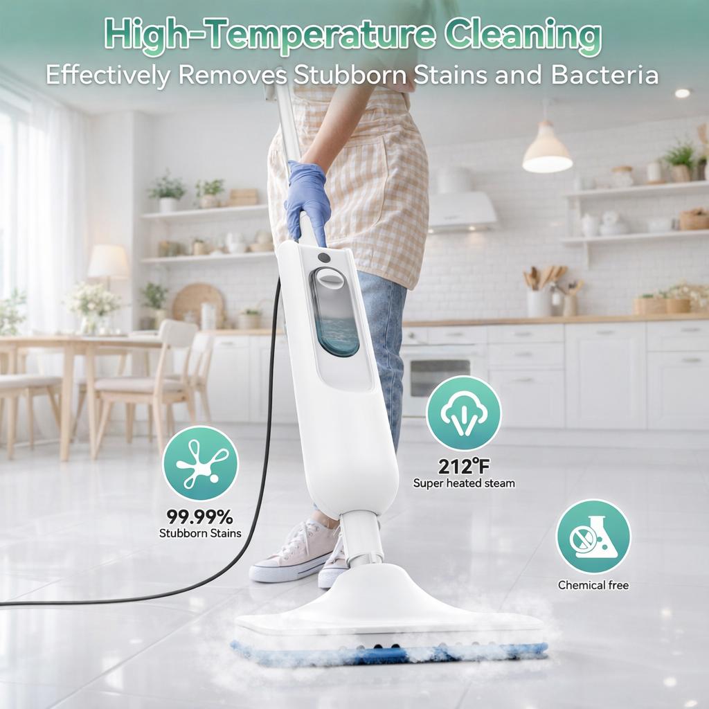 [FebFaves]10-in-1 Portable Handheld Steam Mop Cleaner, 212℉ High-Temperature Cleaning and Sanitizing Household Mop for Floors, Tiles, Walls, Glass, and Stubborn Grease.