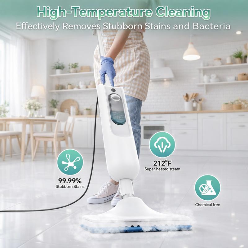 [FebFaves]10-in-1 Portable Handheld Steam Mop Cleaner, 212℉ High-Temperature Cleaning and Sanitizing Household Mop for Floors, Tiles, Walls, Glass, and Stubborn Grease.