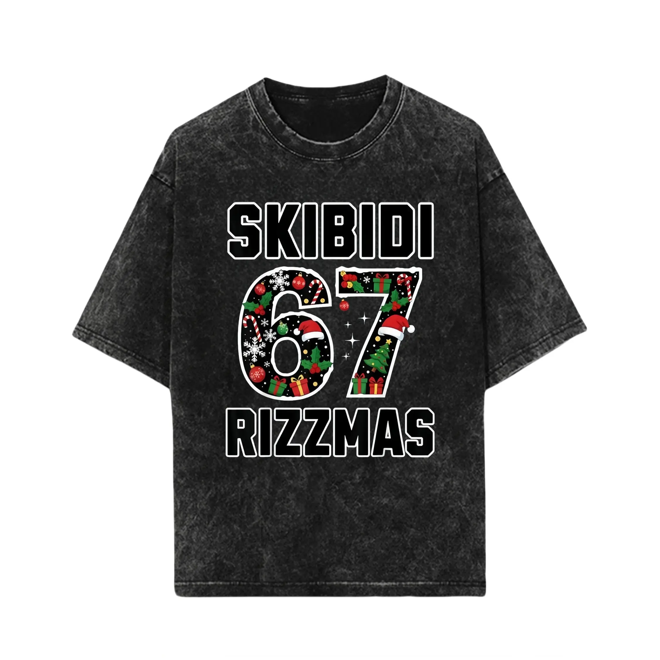 Solid Color Rizz Christmas 67 Funny Xmas Gen Alpha  Rizzmas 67 T-Shirt,Hoodie，Sweatshirt，Washed Cotton T-shirt