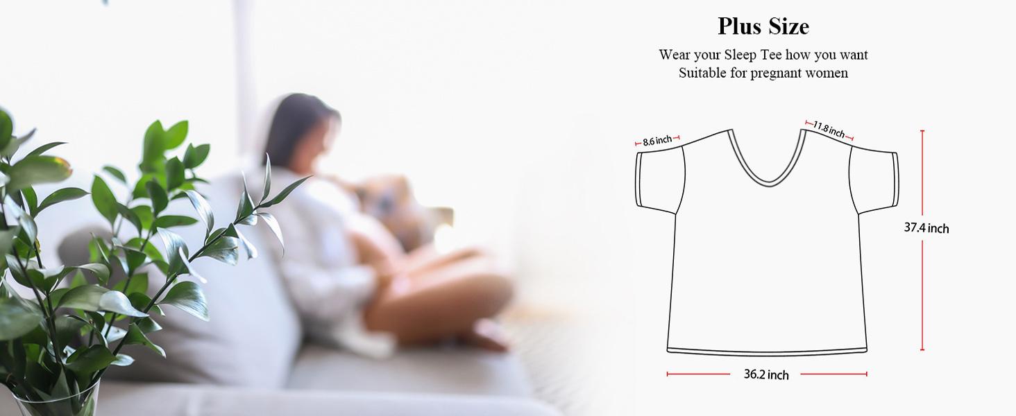 KFUBUO Plus Size Nightgown for Women V-Neck Sleep  Dress Pjs Lounge Short Sleeves Sleepwear With Pocket Fit S-5XL Pajamas Elastic Loungewear Breathable Fabric SpringStatements