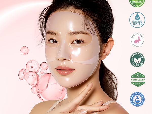 [Cosyuree] Collagen + Peptide Deep Absorbing Gel Mask｜ Hydrating & Firming Overnight Premium Facial Mask ｜Anti-aging & Brightening – Korean Vegan Skin Care (4 pack)