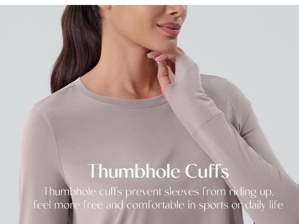 ODODOS Long Sleeve Tee for Women with Thumb Hole Athletic Gym Workout Crop Tops Yoga Shirts