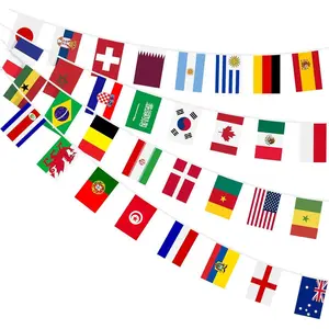 World String Flag Banner, 32 Countries International Flags Banner Double Sided Polyester for World Cup Decorations 2026 Olympic International Party Decorations (5.51 x 8.26 In-1 Pack)