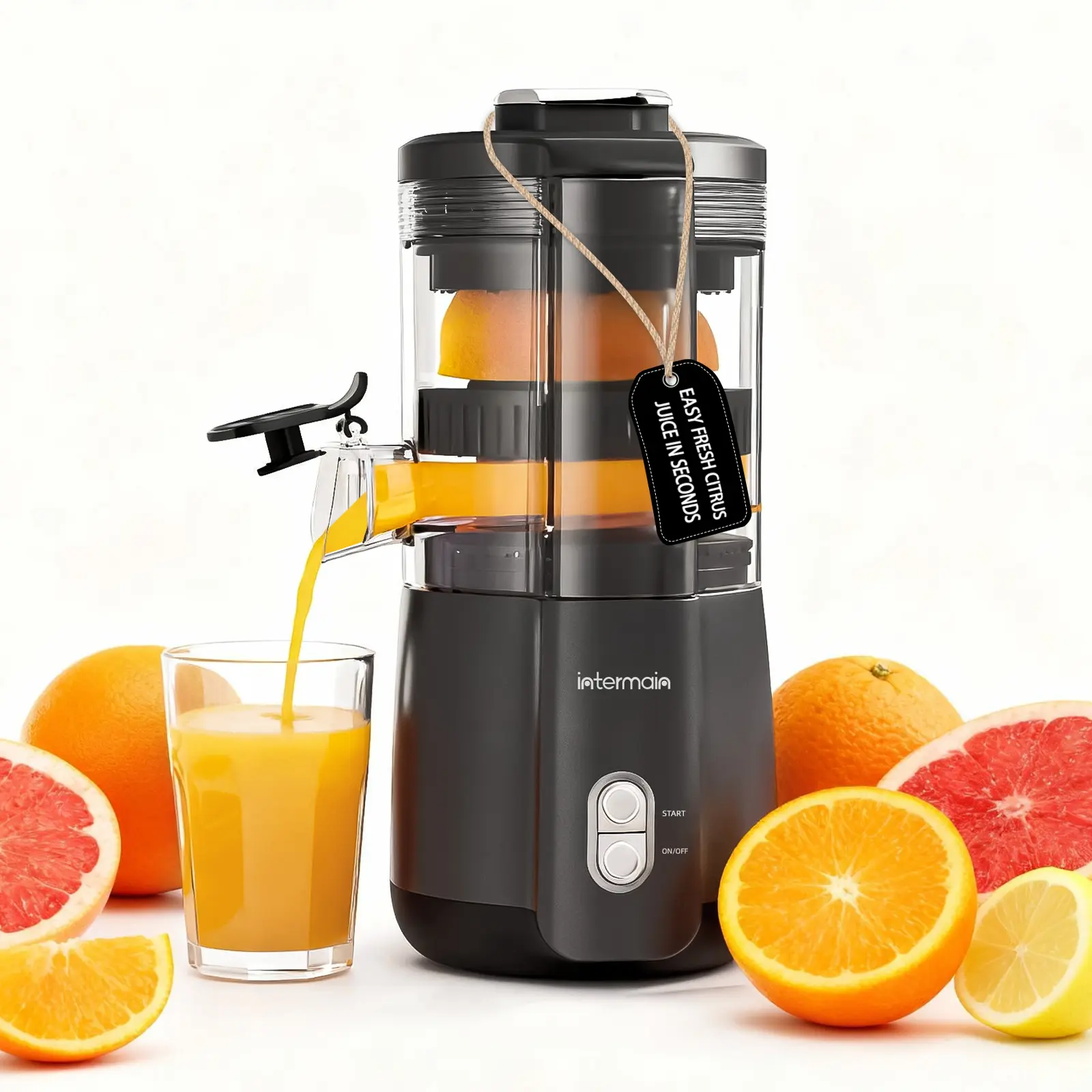 Electric Lemon Juicer,   100W Motor  Hand-Free Citrus Juicer Machine with Cleaning Brush, Automatic Juice Squeezer for Lemon, Lime, Grapefruit, Pomegranate, One-Touch Operation & Easy Clean