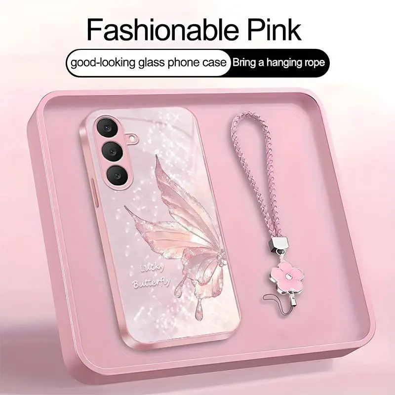 High-End Women's Smartphone Case for Galaxy S25 FE, Butterfly Pattern, Shockproof, Fingerprint-Resistant, Multi-Color Handheld Cellphone Protection Case YM99