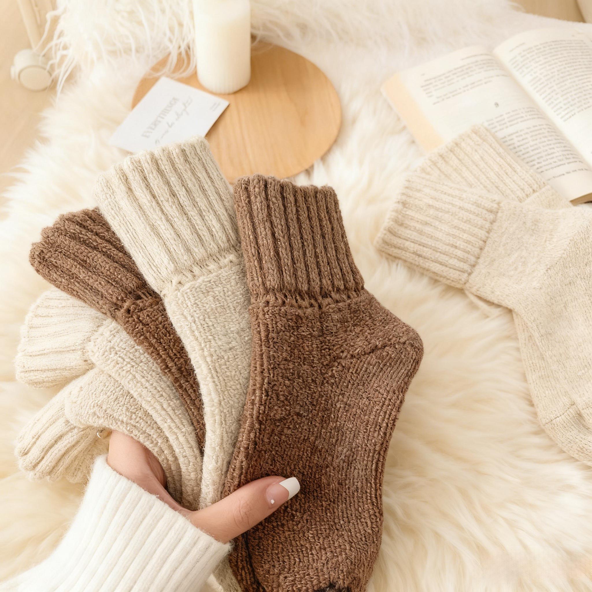 5/10/15/20 Pairs Women's Solid Mid-calf Socks, Casual Soft Comfy Minimalist Warm Socks for Fall & Winter Women's Socks for Daily Wear