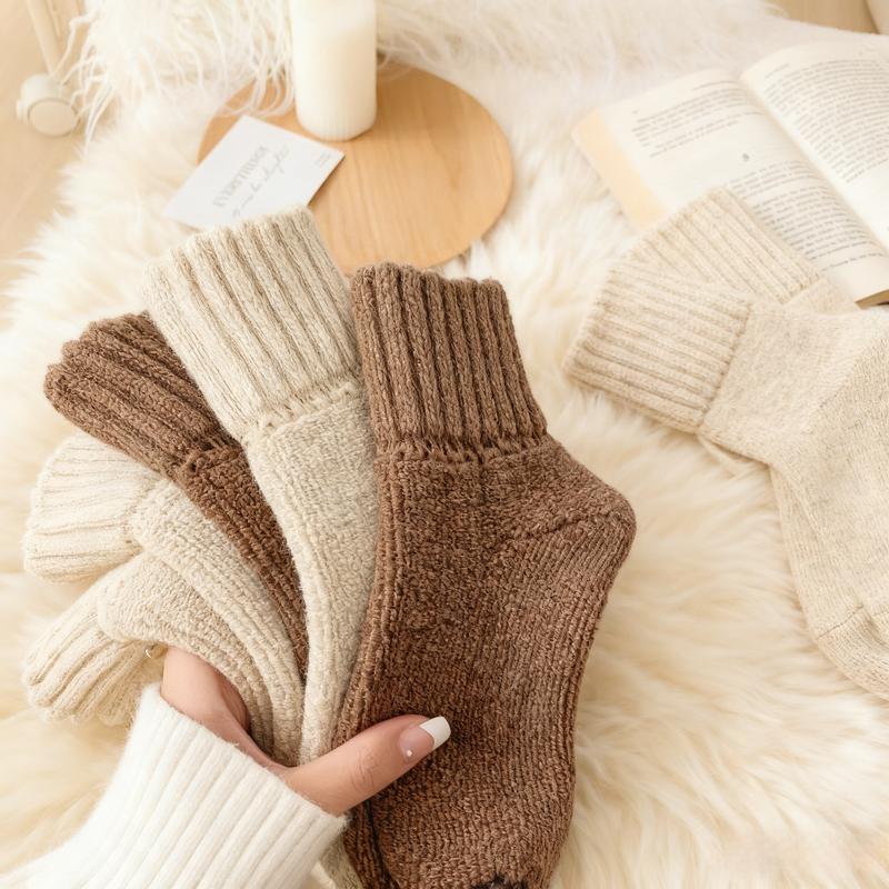 5/10/15/20 Pairs Women's Solid Mid-calf Socks, Casual Soft Comfy Minimalist Warm Socks for Fall & Winter Women's Socks for Daily Wear