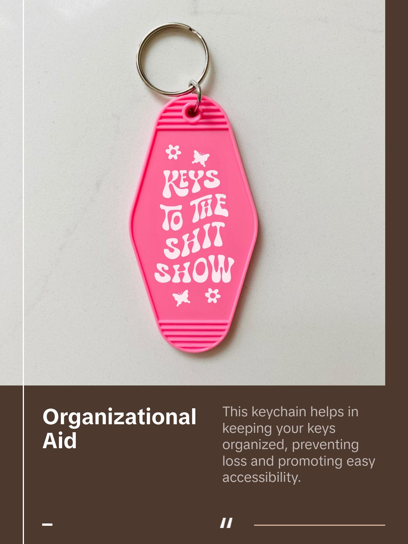 Keys to the Shit Show Motel Keychain, Funny Gift Idea, Trendy Car Accessory, Birthday Gift Idea, Gift Idea for Girlfriend, Podcast Lover, True Crime Lover, Book Lover, Sweet 16 Gift Idea, Retro Gift Idea