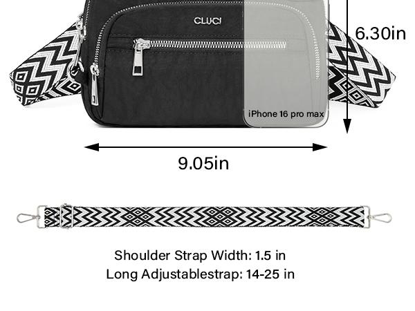 [Gift Selection] CLUCI HolidayHaul Anti Theft Crossbody Bag Convertible Belt Bag with Zipper Lock RFID Blocking & Waterproof for Travel