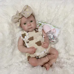 Reborn Doll 18 Inches 45 cm Soft Silicone Lifelike Feel Closed Eye Sleeping Design Newborn Girl Doll with Birth Certificate and Clothing Perfect Gift for Children