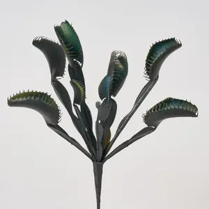 Black Venus Flytrap Houseplant Spray Decorative Halloween Pick - 11"