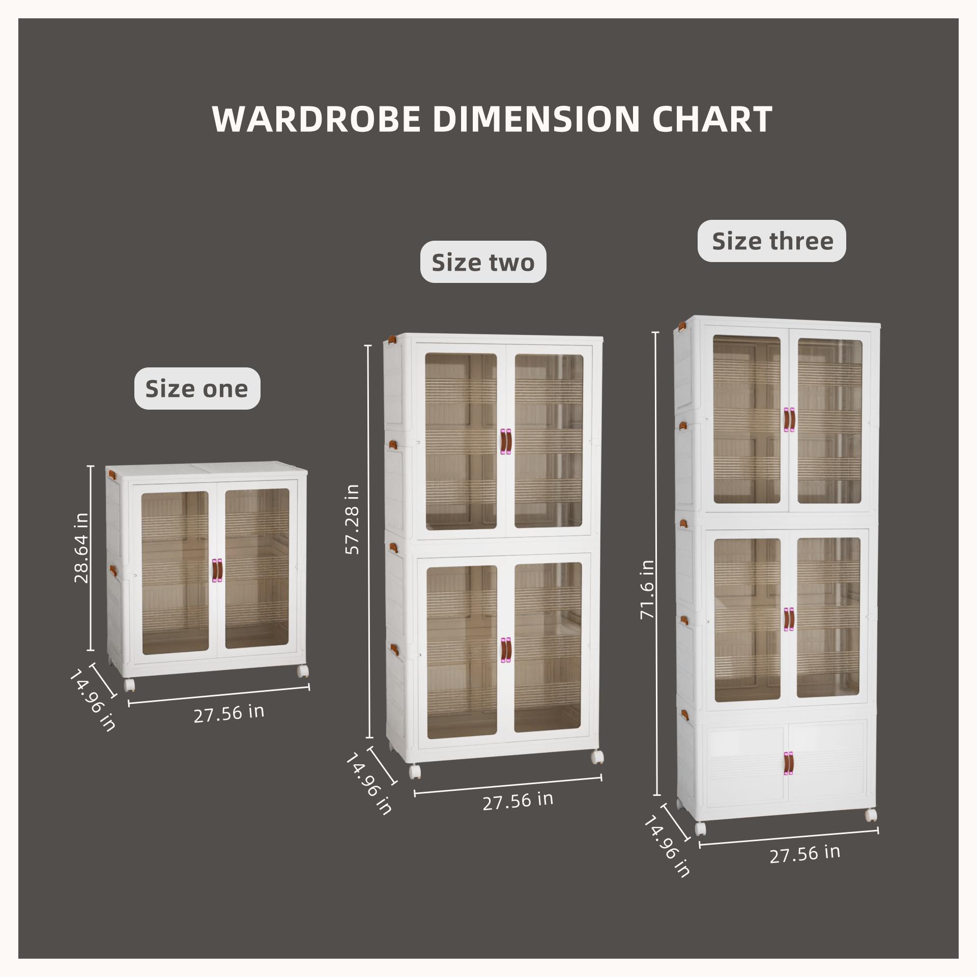 Stackable & Foldable Plastic Storage Cabinet with Lid Magnetic Doors & Locking Wheels Easy Assembly for Living Rooms Kitchens Dorm Rooms
