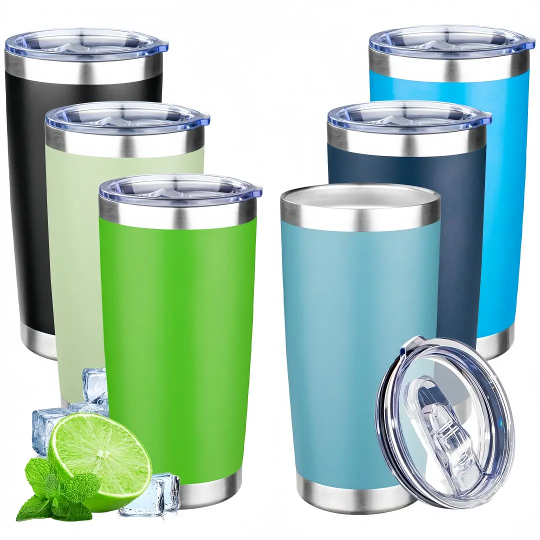 LMMAKE 1PC 20oz Stainless Steel Vacuum Flask - Silicone Lid, Double-Wall Insulation, Powder Coated, Lightweight Portable Kitchenware Drinkware, Keeps Drinks Hot & Cold