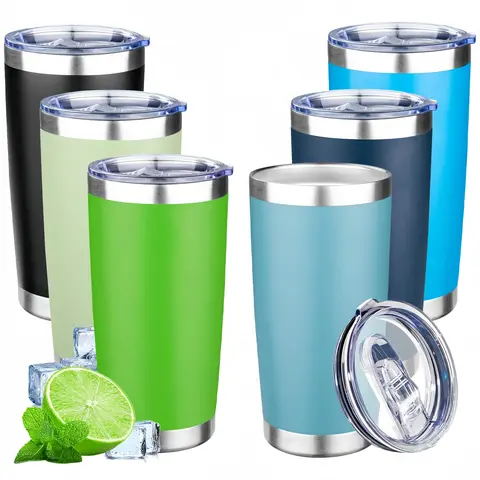 LMMAKE 1PC 20oz Portable Stainless Steel Widemouth Vacuum Insulated Flask - Powder-Coated Tumbler with Silicone Lid, Flat Sides, Lead-Free Steel, Heat Resistant, Top Rack Dishwasher Safe, Lightweight Travel Drinkware