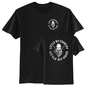 Women's Baggy T-Shirt - "LITTLE BIT COUNTRY LITTLE BIT HOOD" Graphic, Cowboy Skull Design, Smooth Seamless Fabric, Bold Statement Shirts
