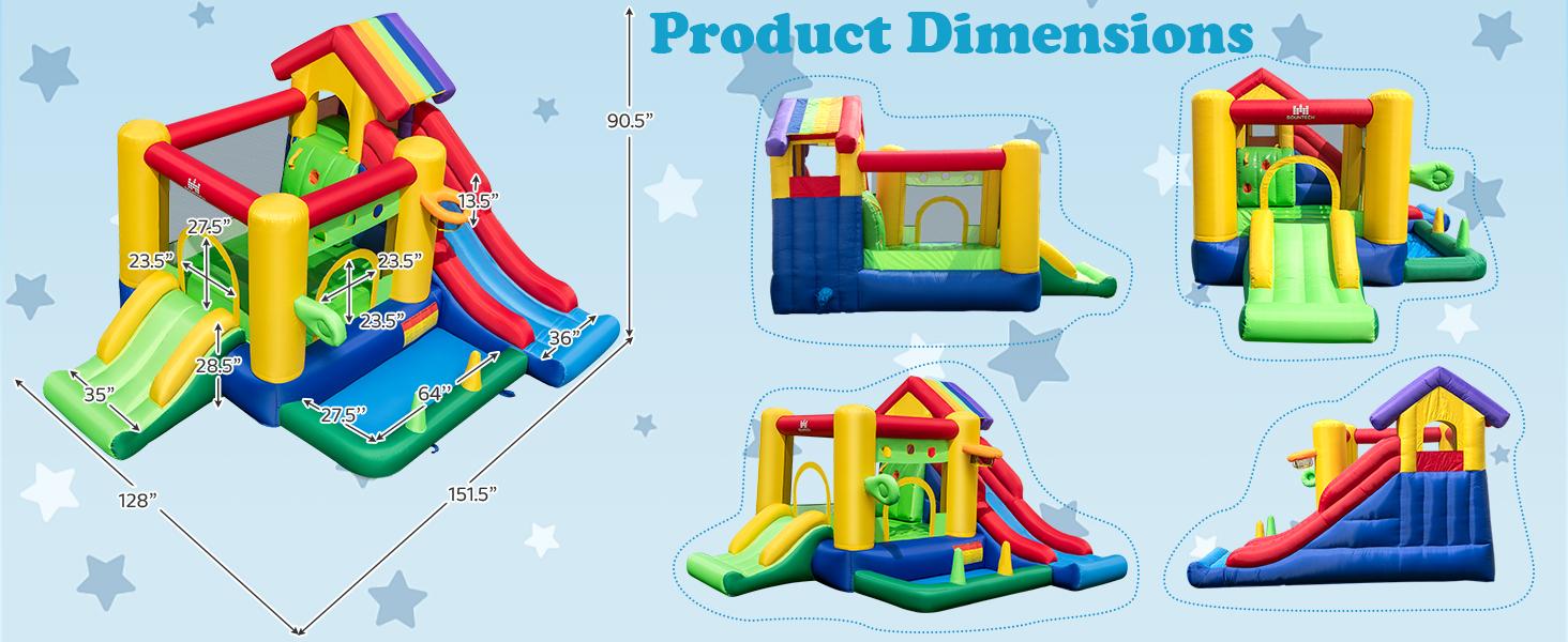 COSTZON Mini Bounce House, Inflatable Bounce House w/Blower, Inflatable castle for Backyard, Outdoor, Party Gift for kids children，fathersdaygift